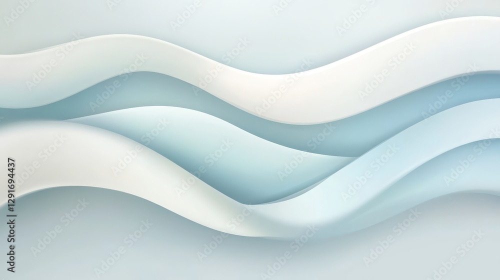 Obraz premium Waves of soft, flowing patterns create a serene and calming atmosphere in light blue tones against a smooth background
