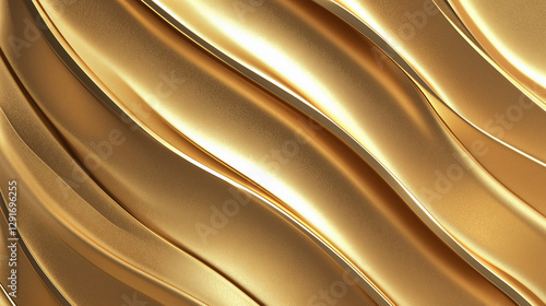 modern abstract golden flowing wavy lines in a metallic gold finish. The design is dynamic and visually striking, evoking a sense of movement and luxury.