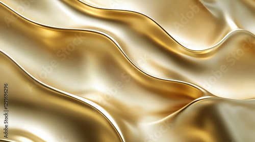 modern abstract golden flowing wavy lines in a metallic gold finish. The design is dynamic and visually striking, evoking a sense of movement and luxury.