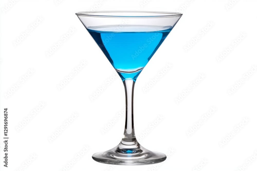 Blue curacao cocktail in a glass, isolated on a white background. Detailed, high-quality Blue curacao cocktail in a glass, isolated on a white background. Detailed, high-quality