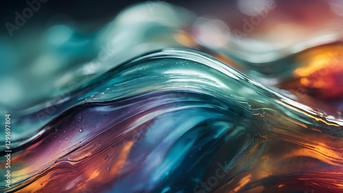 Colorful Abstract Waves Flowing Together in Vibrant Blend of Hues and Textures