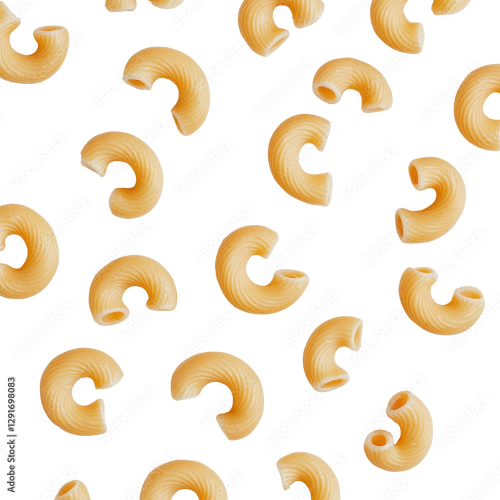 Curved Pasta Shapes on a Black Background in an Appealing Pattern Curved Pasta Shapes on a Black Background in an Appealing Pattern