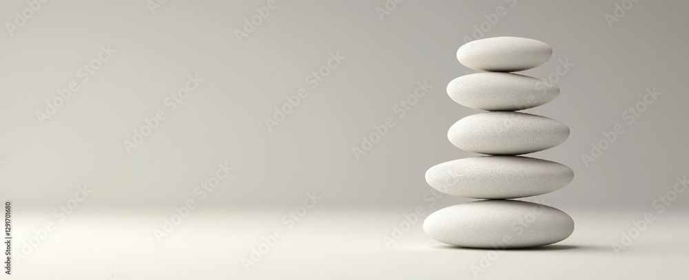 Stacked White Stones Symbolizing Balance and Tranquility Stacked White Stones Symbolizing Balance and Tranquility