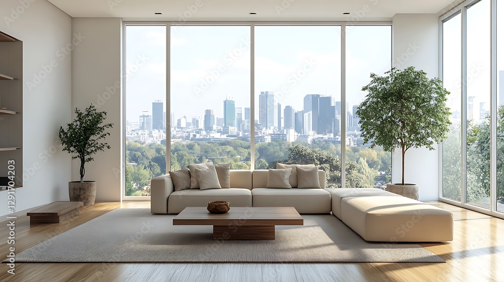 Fototapeta premium Beautiful Modern Living room Interior with furniture's ,mockup frame , posters, wall -3d Rendering