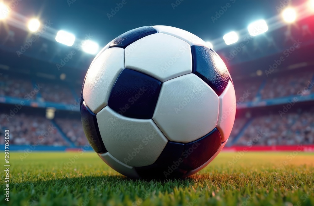 Obraz premium football object design. realistic rendering. abstract futuristic background. 3d illustration. motion geometry concept. sport competition graphic. tournament game bet content. soccer ball element