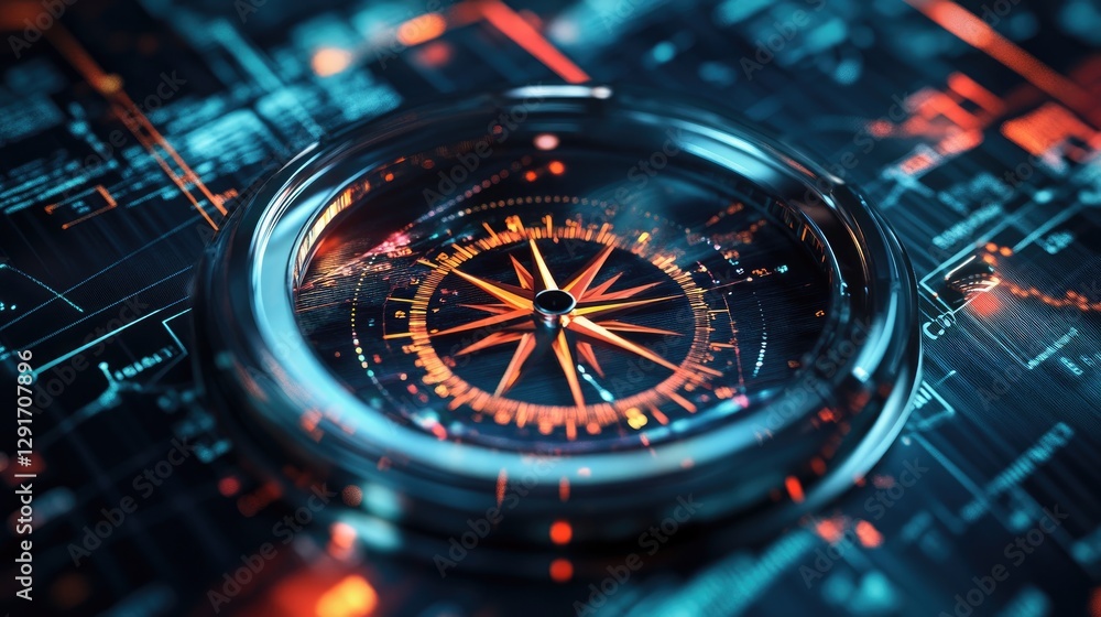 custom made wallpaper toronto digitalFuturistic Compass, Guiding Through Digital Landscape