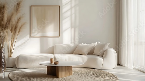 Beautiful Modern Living room Interior with furniture's ,mockup frame , posters, wall -3d Rendering
