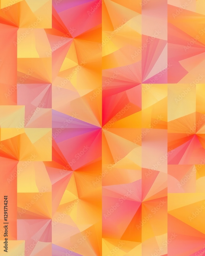 Fototapeta premium Vibrant Geometric Pattern with Warm Tones of Pink, Orange, and Yellow