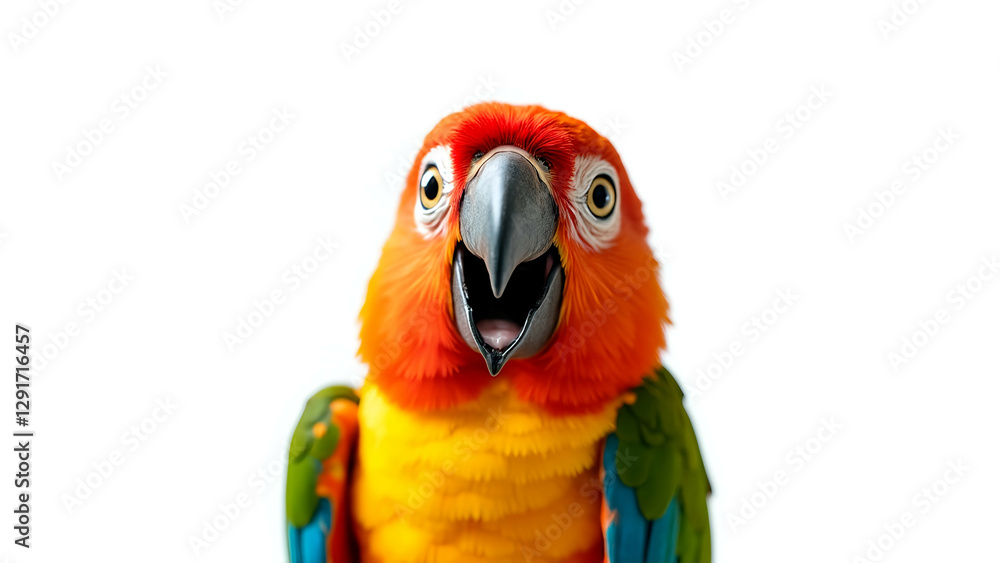 Fototapeta premium surprised parrot isolated: funny, bright image