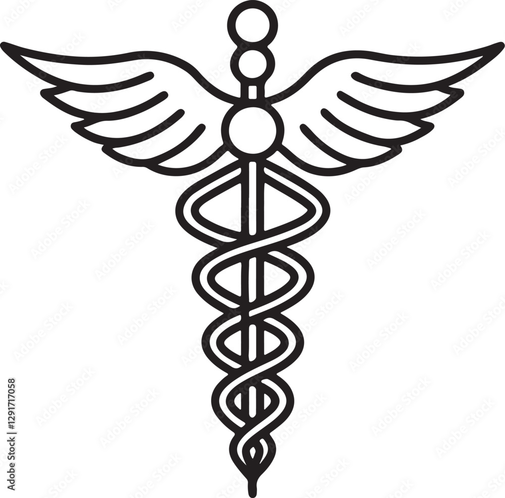 caduceus medical line art, black outline, vector and illustration, line art and outline caduceus medical line art, black outline, vector and illustration, line art and outline