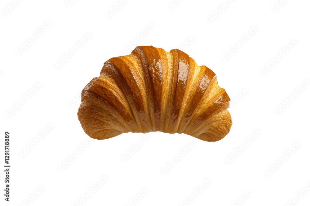 Freshly baked croissant with golden layers, cut out Freshly baked croissant with golden layers, cut out