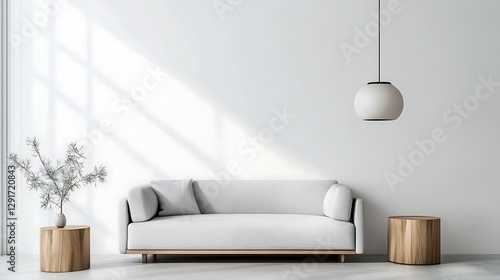 Beautiful Modern Living room Interior with furniture's ,mockup frame , posters, wall -3d Rendering
