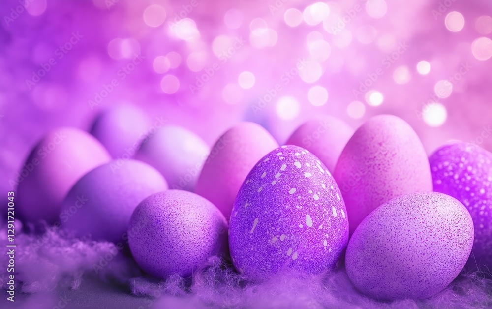 Obraz premium Colorful Easter Eggs in Shades of Purple with Soft Background