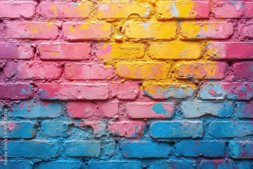 Fototapeta premium a colorful brick wall with paint splatters