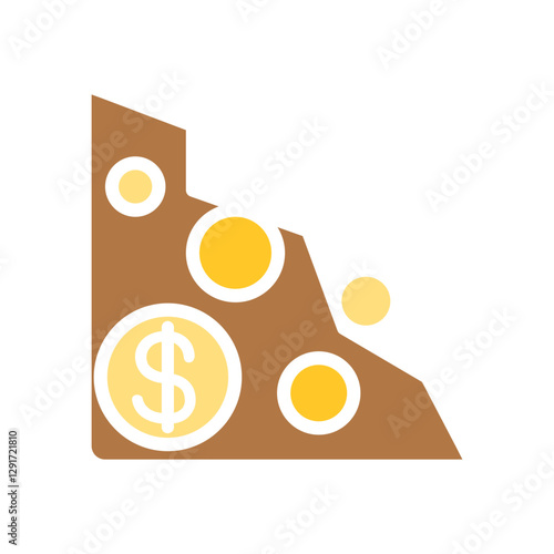 Cryptocurrency mining icon in flat color style