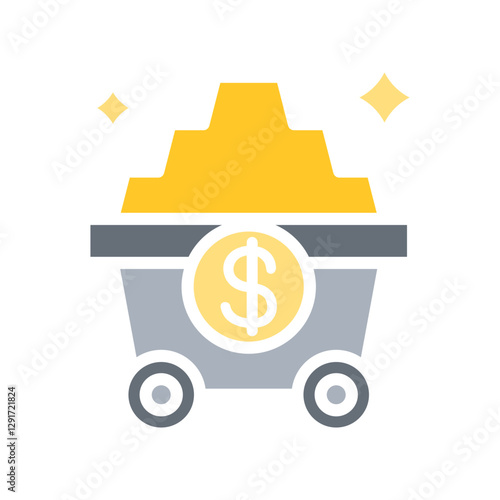 Mining icon in flat color style