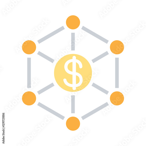 Blockchain icon in flat color style