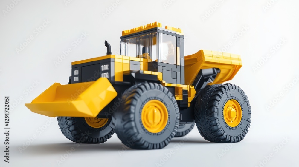 Yellow dump truck, construction site, 3D render, industrial background, for engineering projects Yellow dump truck, construction site, 3D render, industrial background, for engineering projects