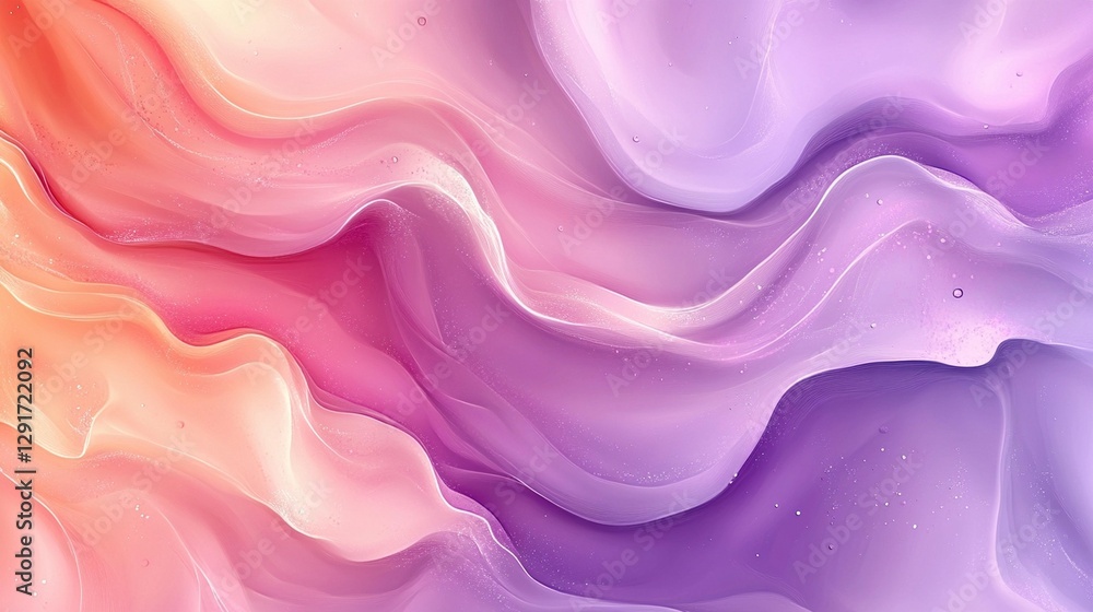 Fototapeta premium Abstract pastel pink, purple, and orange flowing waves background.