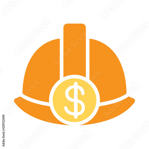 Cryptocurrency mining icon in flat color style