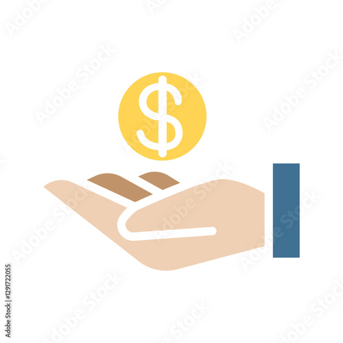 Cryptocurrency icon in flat color style