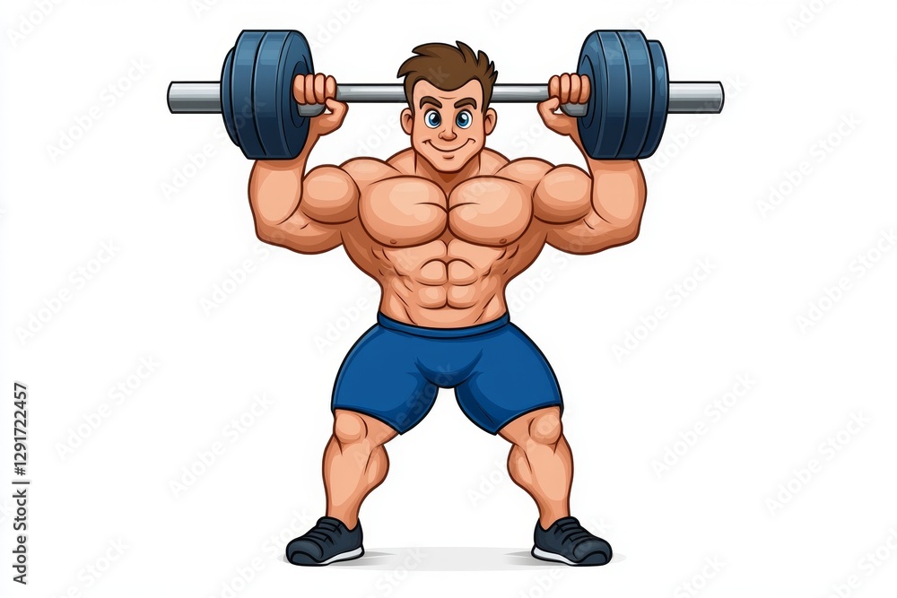 a 2D cartoon illustration of a person lifting a kettlebell, building muscle and strength, white background a 2D cartoon illustration of a person lifting a kettlebell, building muscle and strength, white background