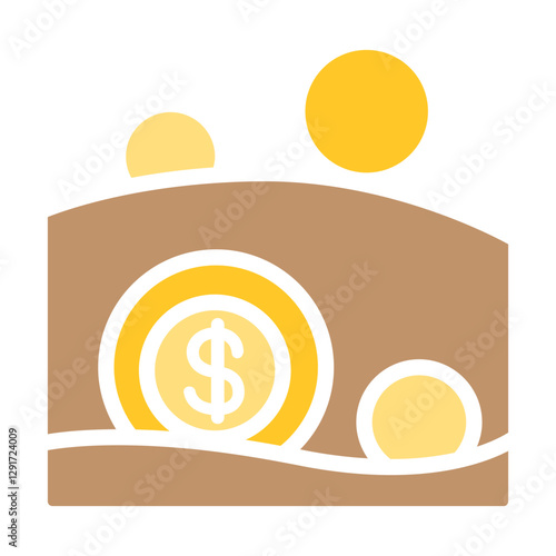 Cryptocurrency mining icon in flat color style