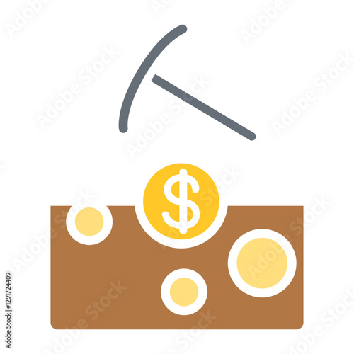 Cryptocurrency mining icon in flat color style