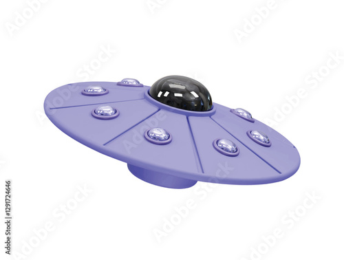 Purple UFO Spaceship icon 3d illustration UFO icon 3d render