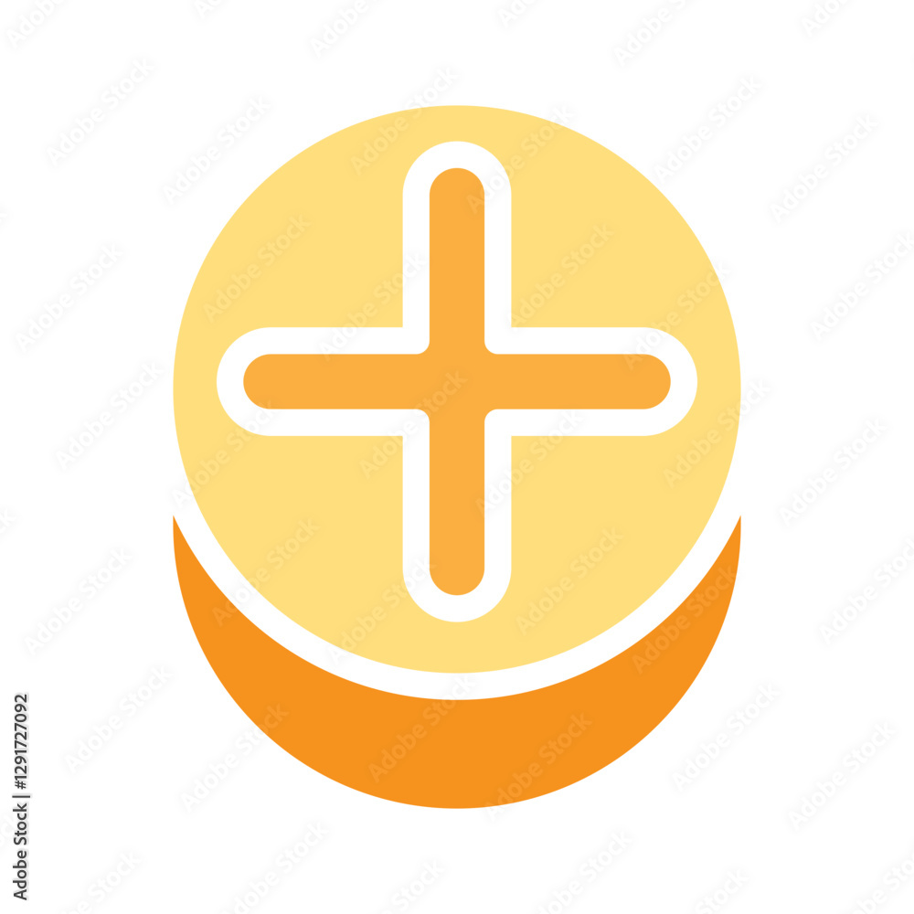 Obraz premium Plus, Positive, Cross, Add icon in flat color style