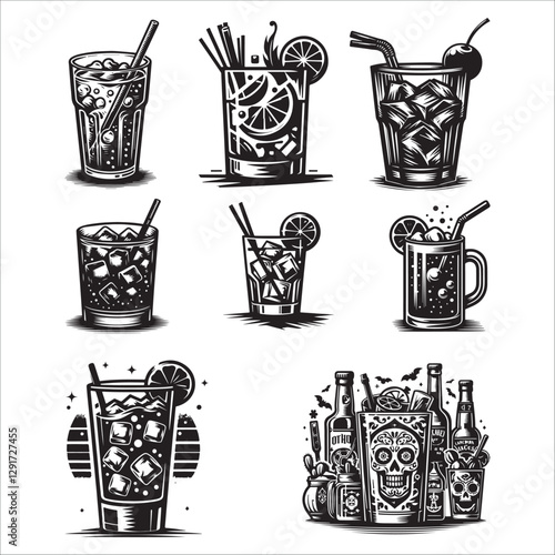 Hard drink glass silhouette 