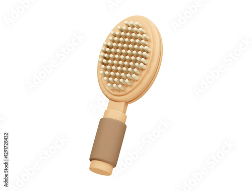 Hair brush icon 3d render illustration