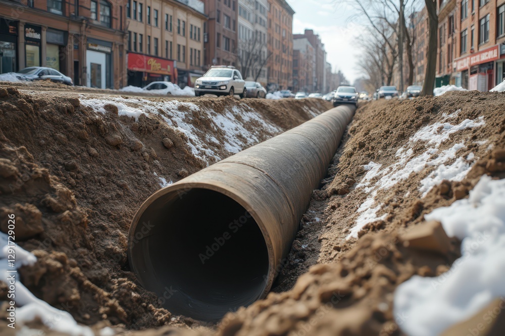 a pipe is laying in the middle of a street a pipe is laying in the middle of a street