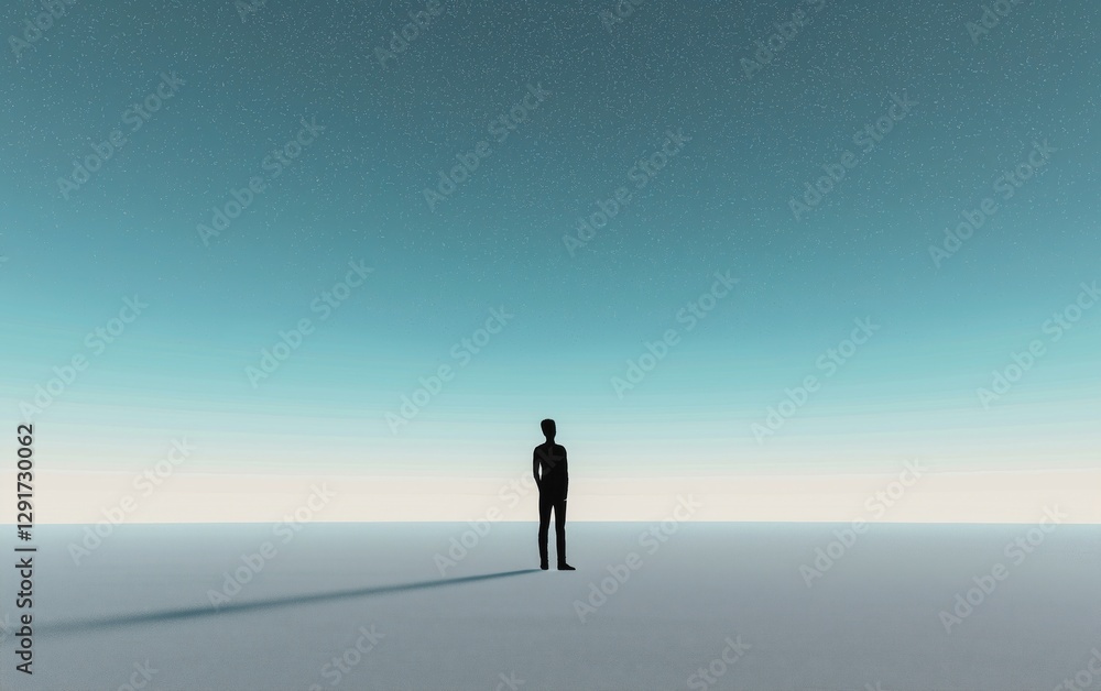 Silhouette of a Person Against a Vast, Tranquil Sky Silhouette of a Person Against a Vast, Tranquil Sky