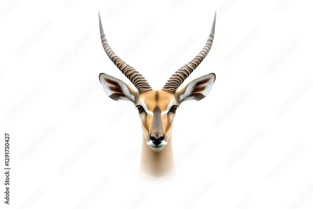 Fototapeta premium Watercolor depiction of an impala antelope head, cut out