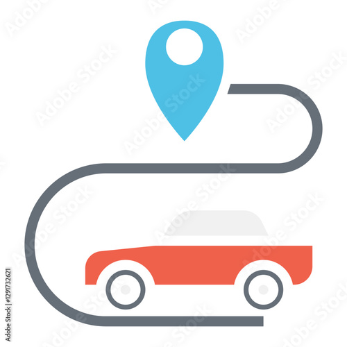 Smart car navigator icon in flat color style