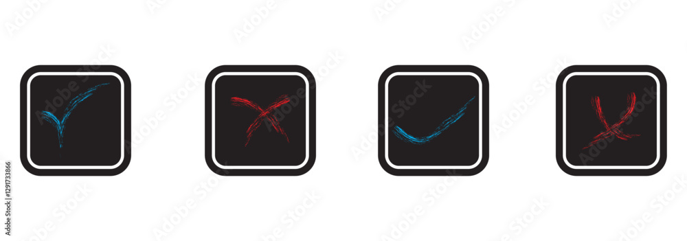 Red cross sign set. Wrong mark collection. Red cross X symbol. Red grunge X icon. Cross brush signs - stock vector. Red cross sign set. Wrong mark collection. Red cross X symbol. Red grunge X icon. Cross brush signs - stock vector.