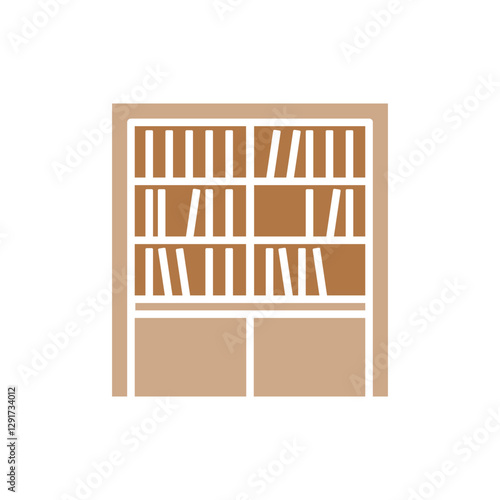 Bookshelf icon in flat color style