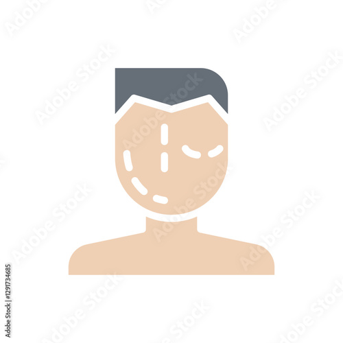 Facial surgery icon in flat color style
