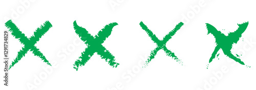 Red cross sign set. Wrong mark collection. Red cross X symbol. Red grunge X icon. Cross brush signs - stock vector.