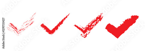 check mark, cross, x mark icon set in green, red, and black colors, Hand drawn right and wrong vector sign in circle brush stroke outline shape. tick mark symbol and x cross sign in brush style