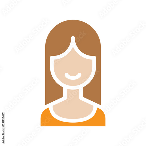 Woman icon in flat color style