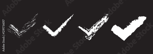 check mark, cross, x mark icon set in green, red, and black colors, Hand drawn right and wrong vector sign in circle brush stroke outline shape. tick mark symbol and x cross sign in brush style