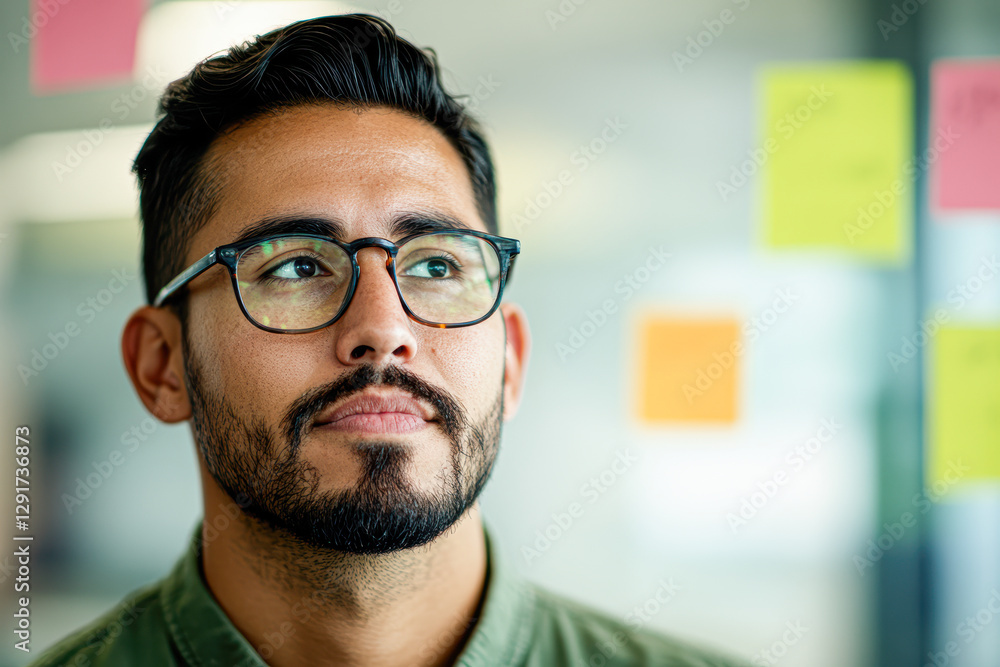 Creative brainstorming indoor portrait of a focused professional innovator Creative brainstorming indoor portrait of a focused professional innovator
