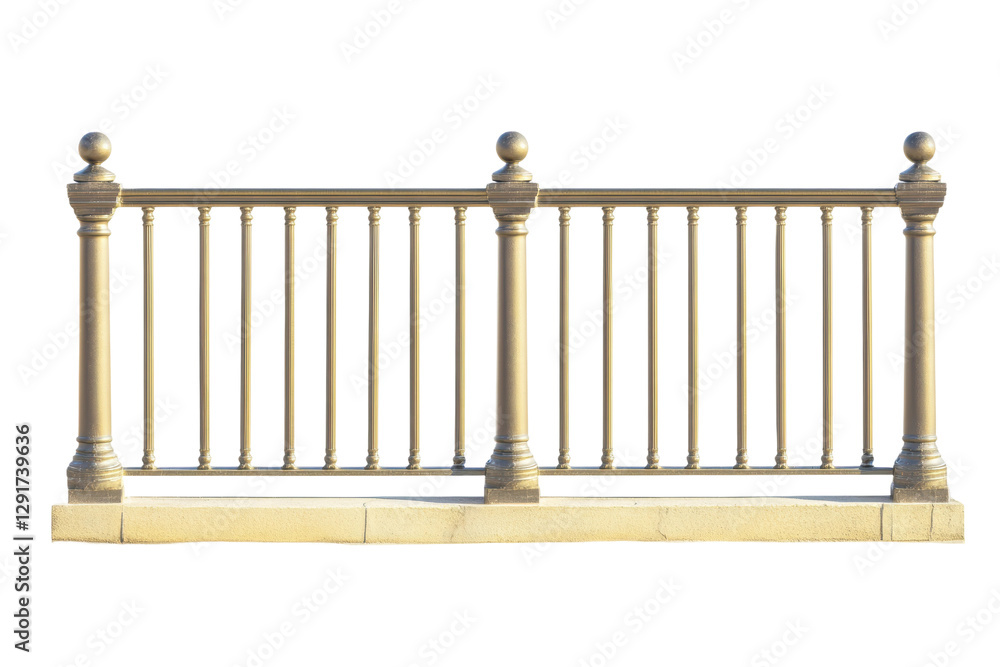 Metal fence design with ornamental posts, cut out Metal fence design with ornamental posts, cut out