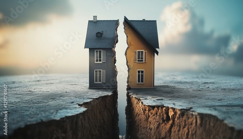 Property Division And Family Breakdown: A Divorced Home Symbolizing Family Issues With Copy Space Available.