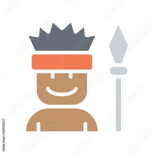 Aborigine icon in flat color style