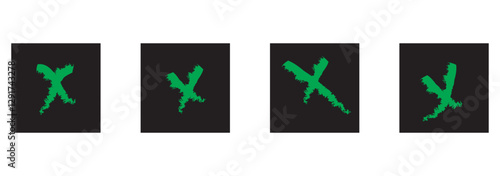 Check marks hand drawn doodle set. tick, cross signs for checkbox, checklist, v and x in sketch set.