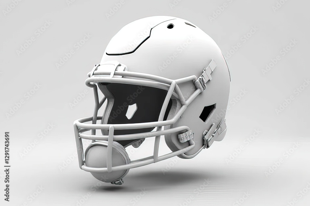 Fototapeta premium 3D Model of a Football Helmet, Safety Gear for American Football
