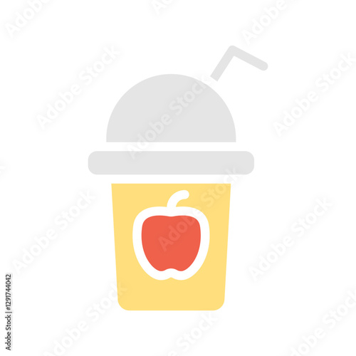 Apple smoothie icon in flat color style
